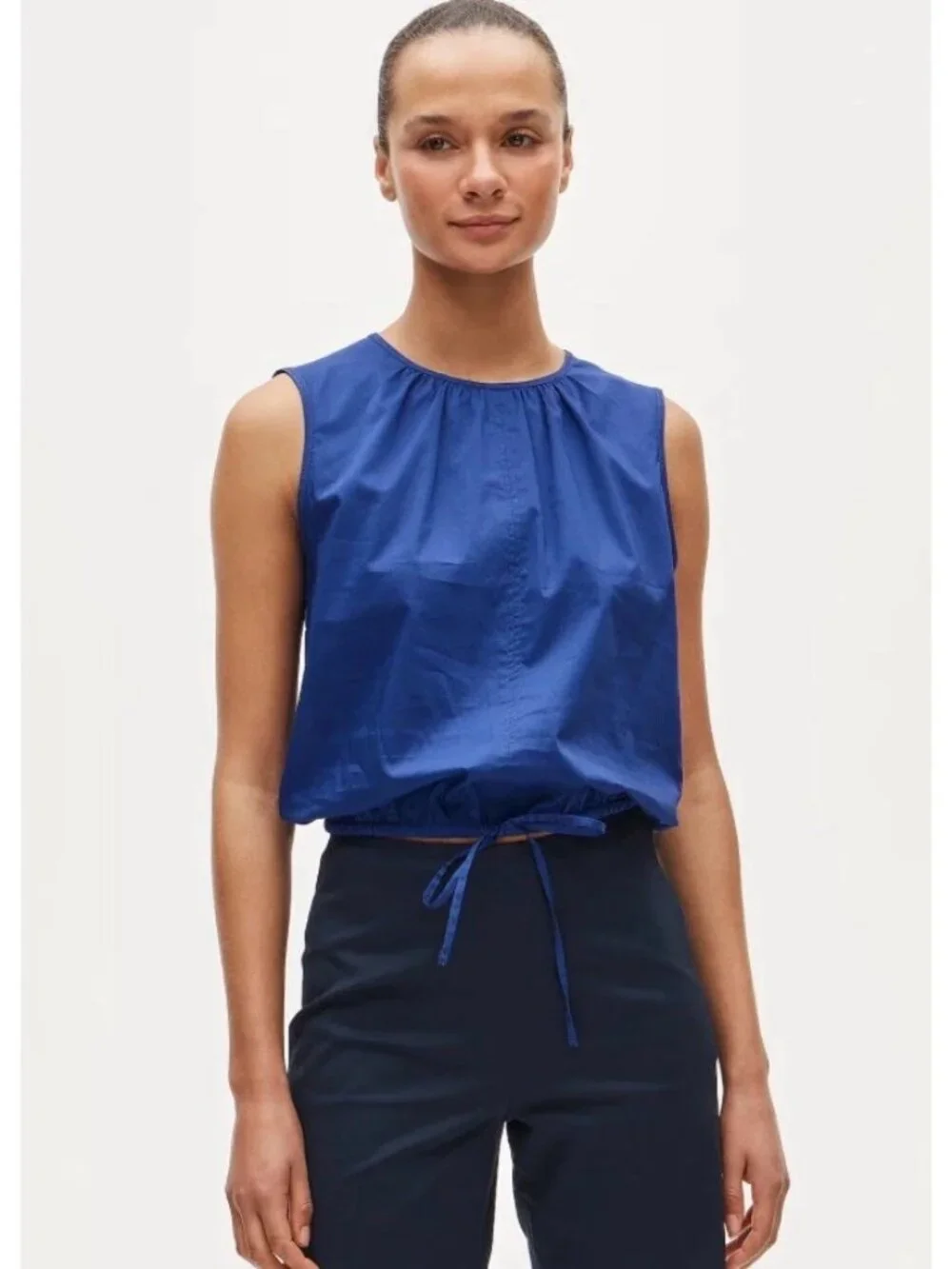 J. Crew Indigo Blue Sleeveless Drawstring-Waist Tank S NWT